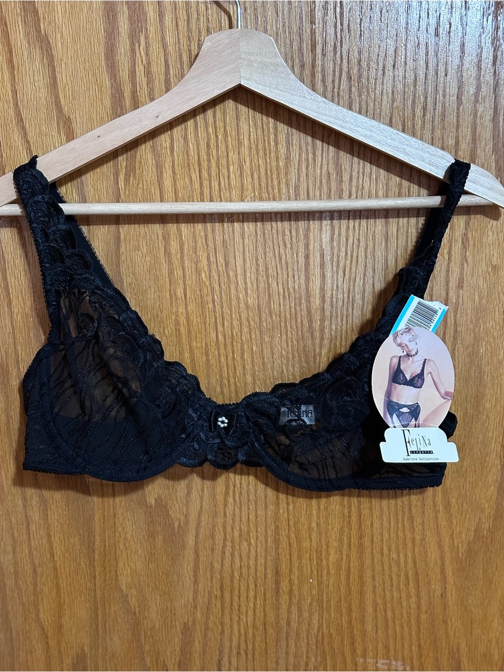Felina NWT Black Sheer Lace Underwire Bra sz‎ 38B